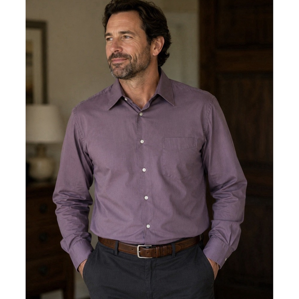 Adolfo Long Sleeve Button Up Shirt With Pocket Size 15 1/2